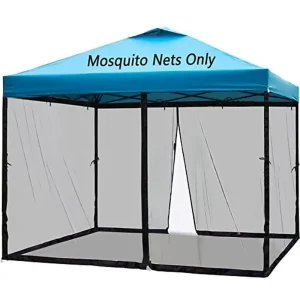 10x10 Mosquito Netting Patio Camping Gazebo Tent Double Door Side Screen Pop Up Canopy Easy Installation Black Net Reusable