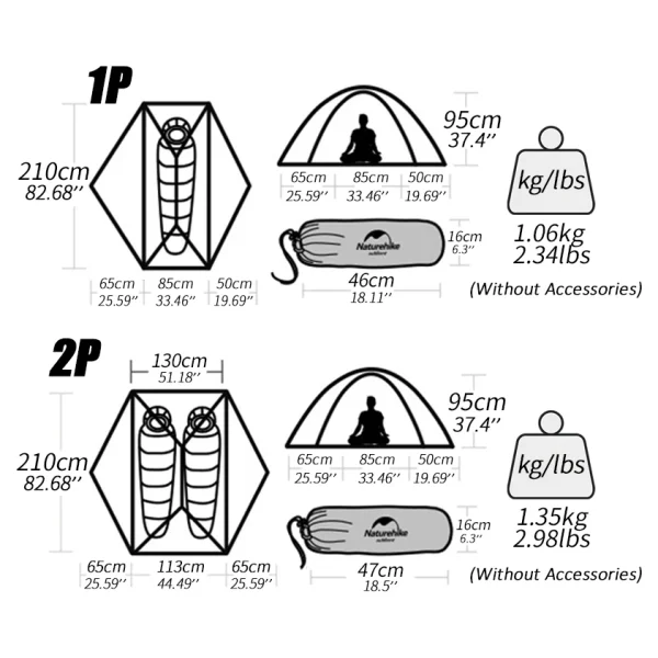 Naturehike Tent VIK Ultralight Camping Tents 1person 2person Cycling Tent Waterproof portable Travel Tent - Image 5
