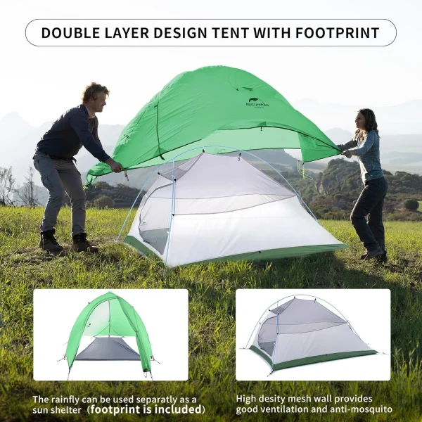 Naturehike Cloud Up 2 Person Camping Tent Waterproof Easy Build Ultralight Beach Tent Outdoor Hiking Backpacking Shelter Tents - Image 2