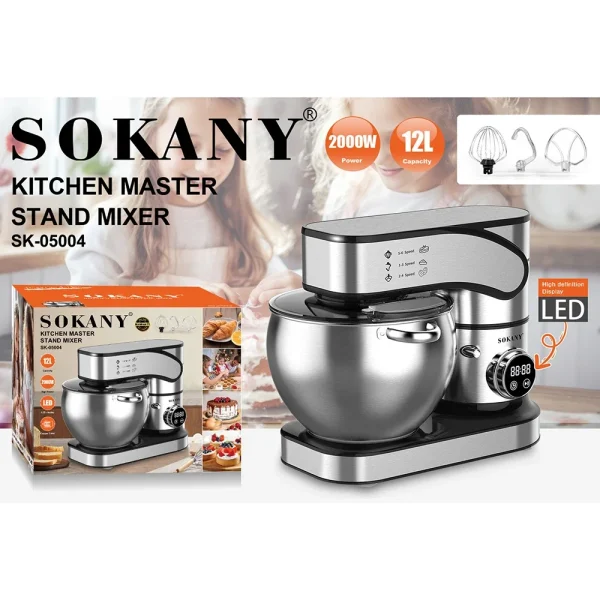 Electric Kitchen Mixer, Stainless Steel Bowl with Dough Hook, Whisk & Blender, Food Blender for Baking, Cake & Cook - Image 4