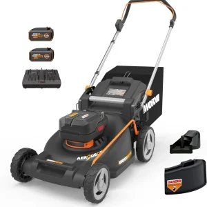 40V 21" Cordless Lawn Mower w/Aerodeck & Intellicut, Brushless Electric Mower Up to 1/2 Acre, Push Lawn Mower w/ 7-Position Heig