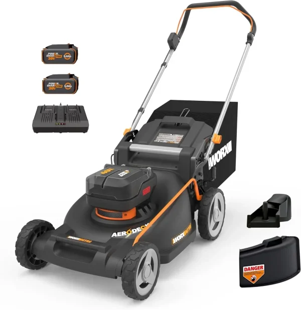 40V 21" Cordless Lawn Mower w/Aerodeck & Intellicut, Brushless Electric Mower Up to 1/2 Acre, Push Lawn Mower w/ 7-Position Heig