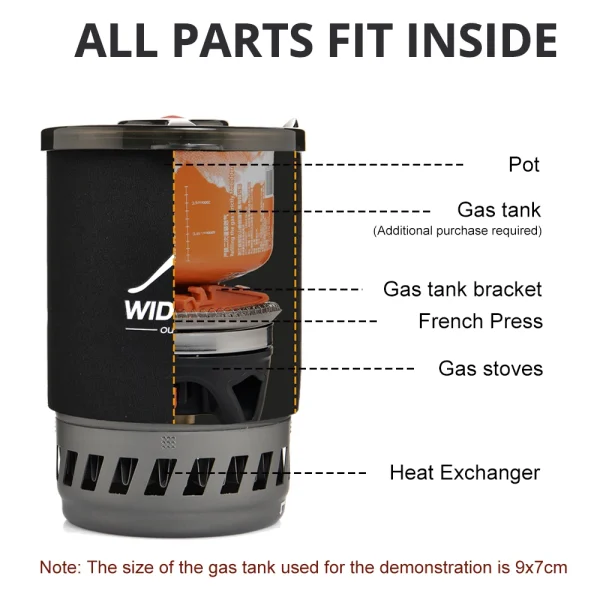 Widesea Camping Cooking System with Heat Exchanger Outdoor Gas Stove Burner Tourist Coffee Pot Cup Cookware Tableware Tourism - Image 5