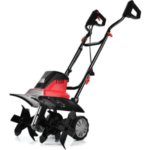 13.5 Amp Electric Tiller, Corded Rototiller Tool w/ Foldable Handle & 6 Tines, 17.7-Inch Tilling Width, Lightweight Garden