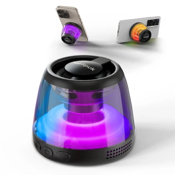 Cyber Style Magnetic Wireless Mini Speaker, 5.1 Surround Sound, High Definition Audio, Dual Stereo Bass,USB Type-C Charging,