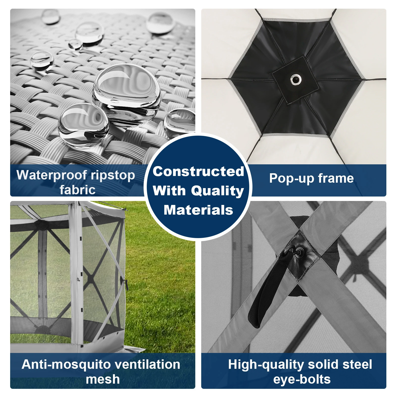 Pop up Gazebo Screen Tent Screen House for Camping, 12x12 Screen Room with Removable Roof, Outdoor Screened Gazebo with Netting, - Image 5