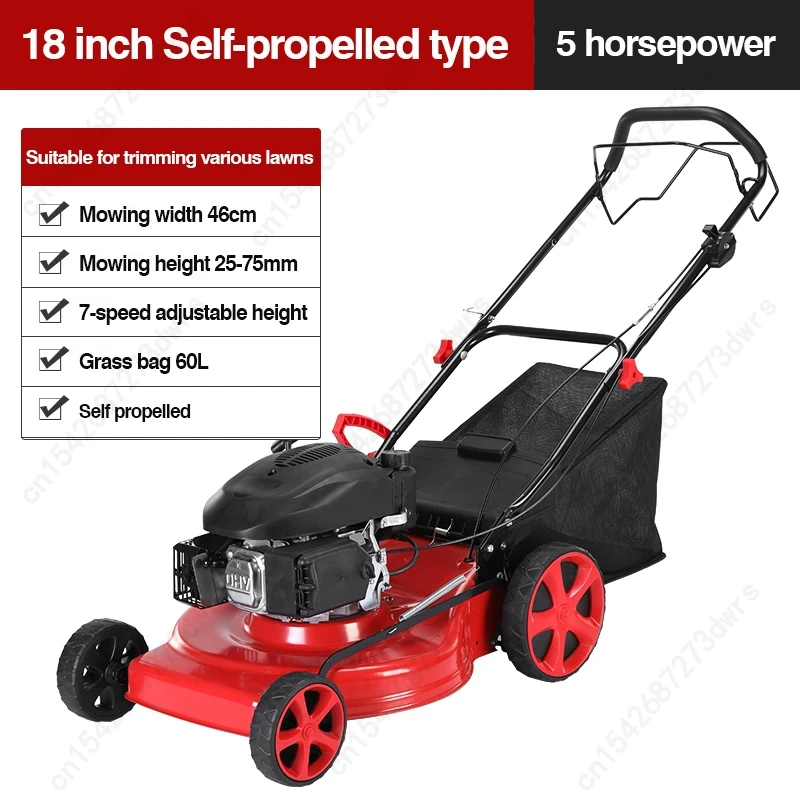 High Power Gasoline Engine Villa Garden Lawn Mower 60L Grass Bag 10 Gear Adjustment Hand Push / Self-propelled Lawn Mower - Image 8
