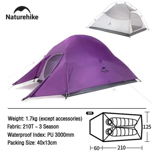 Naturehike Cloud Up 2 Person Camping Tent Waterproof Easy Build Ultralight Beach Tent Outdoor Hiking Backpacking Shelter Tents - Image 9