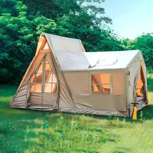 Inflatable Tents for Camping, 8 Person Tent with TPU Skylight, Mesh Windows & Pump, Easy Setup 4 Season Glamping Tent