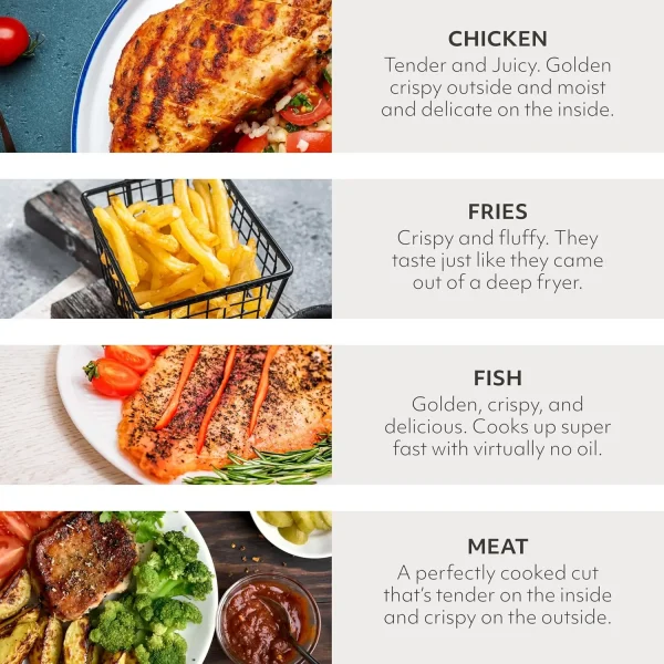 3.8 Quart Digital Air Fryer, LED Touchscreen Display with 8-Presets and Shake Indicator for Perfect Crispness, Air Fry, Bake, Ro - Image 5