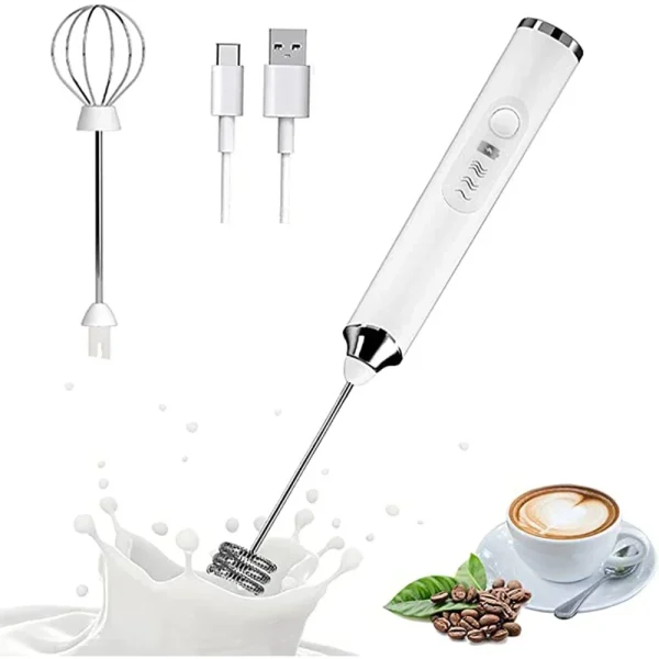 Electric Foamer Mixer Whisk Beater Stirrer 3-Speeds Coffee Milk Drink Frother USB Rechargeable Handheld Food Blender Whisk - Image 2