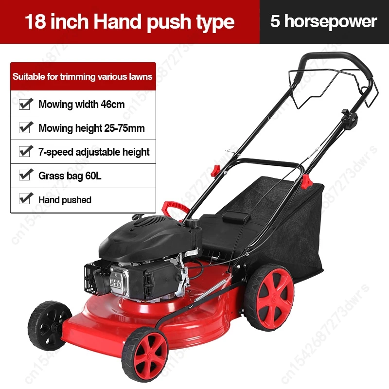 High Power Gasoline Engine Villa Garden Lawn Mower 60L Grass Bag 10 Gear Adjustment Hand Push / Self-propelled Lawn Mower - Image 7
