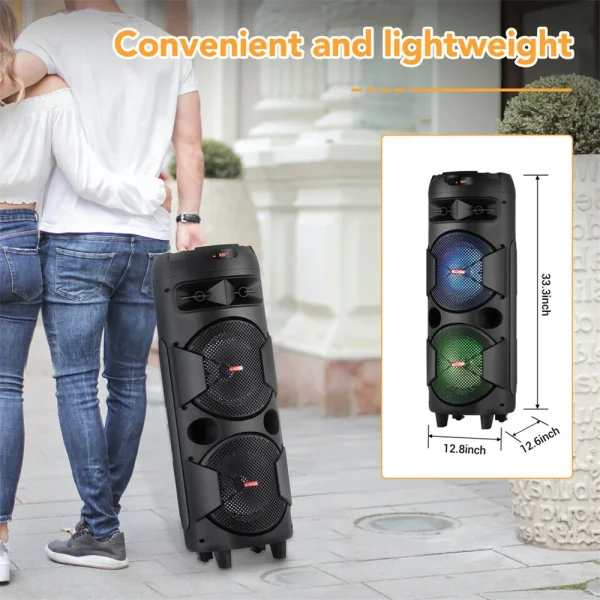 4000W Portable Bluetooth Speaker Dual 6.5" Woofer Sound System Party DJ With Microphone Remote Led Light TWS - Image 6