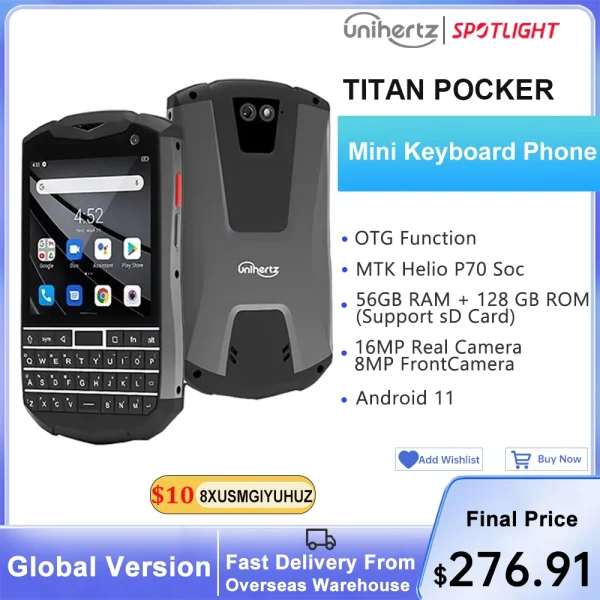 Unihertz Titan Pocket QWERTY Keyboard Portable Smartphone 4G Android 11 6GB 128GB Octa Core Dual SIM Unlocked NFC Mobile Phone - Image 2