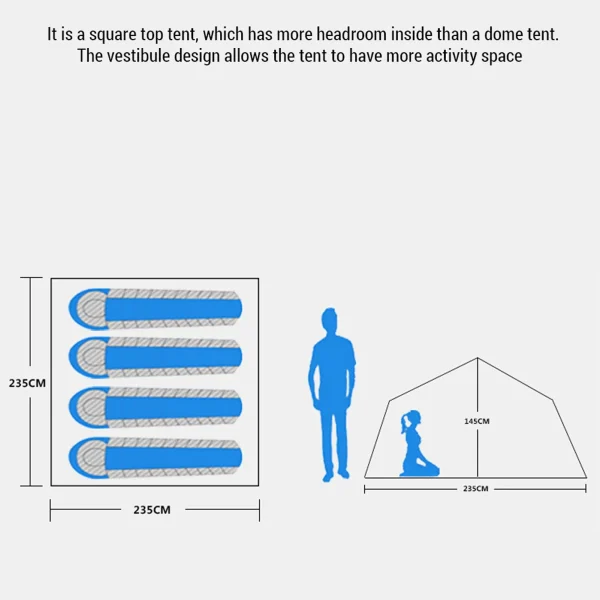 Outdoor Automatic Quick Open Tent Waterproof Camping Tent 3-4 Person Instant Setup Tent - Image 5
