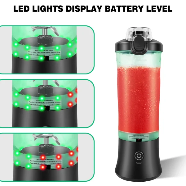 Professional 2 In 1 Portable Blender 600ML Electric Juicer Fruit Mixers USB Rechargeable Smoothie Mini Blender Personal Juicer - Image 3