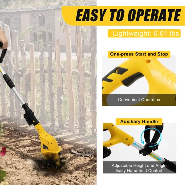 Electric Rototiller Garden Cordless Tiller Soil Cultivator Tilling Rechargeable - Image 3