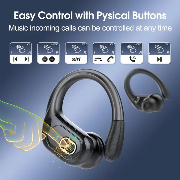 Wireless Earbuds Bluetooth 5.4, 75H Playtime Hi-Fi Stereo Deep Bass, ENC Mic IPX7 Waterproof Earhooks Sport Earphones. - Image 4