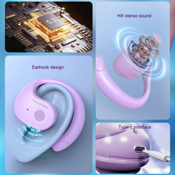 GREATWALL Wireless Bluetooth Earphones HIFI Headphones Stereo Sports Headset With Mic HD Call Earbuds Spherical Charging Case - Image 4