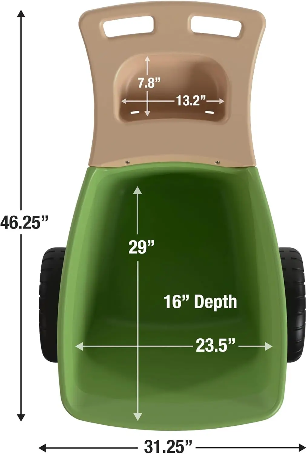 Wheelbarrow with Garden Tool Storage Tray, Durable Heavy-Duty Plastic Wheelbarrow with Large Easy Turn Wheels - Image 4