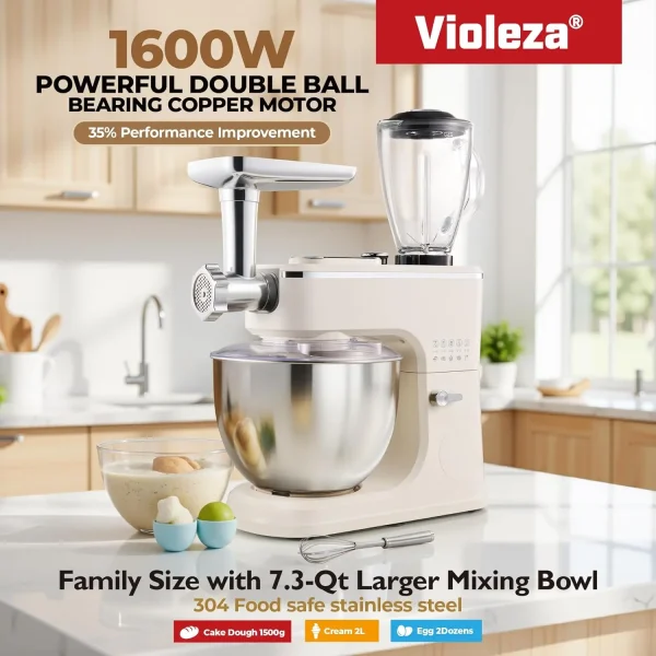 9-In-1 Stand Mixer, 1600W 11 Speed Multifunctional Electric Kitchen Mixer With 7.3Qt Bowl, Tilt-Head Household Food Mixer With - Image 2