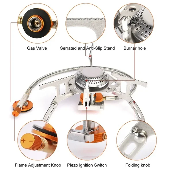 Camping Gas Stove Portable Folding Outdoor Backpacking Stove Tourist Equipment For Cooking Hiking Picnic 3500W - Image 6