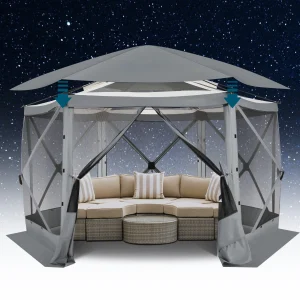 Pop up Gazebo Screen Tent Screen House for Camping,12x12FT Screen Room with Removable Roof,Outdoor Screened Gazebo  Hub Tent