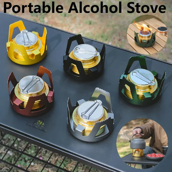 Portable Mini Alcohol Stove Adjustable Firepower Gasoline Stove Aluminum Alloy Bracket 360 Degree Combustion for Outdoor Picnic - Image 2