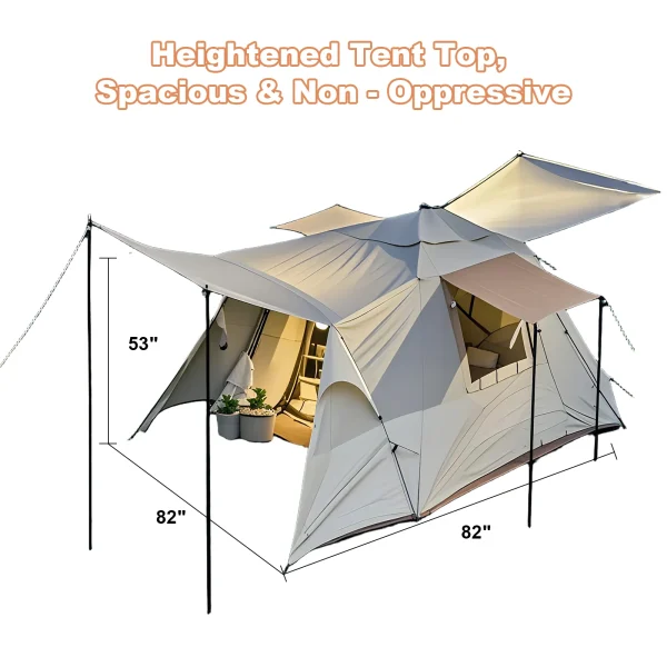 Ultralarge Camping Tent, Automatic Family One Hall, Rainproof, Sun Protection, Large Gazebo, Sun Shelter, 3-4 Person, 1 Bedroom - Image 5