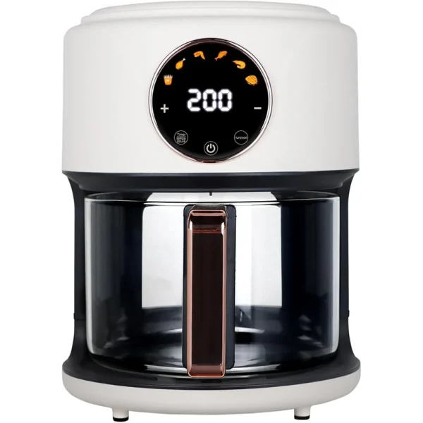 360° Viewable Glass Air Fryer 4.7Qt 1200W Digital Display 6-in-1 Cooking Functions Adjustable Temp Dishwasher Safe Perfect Meals - Image 2
