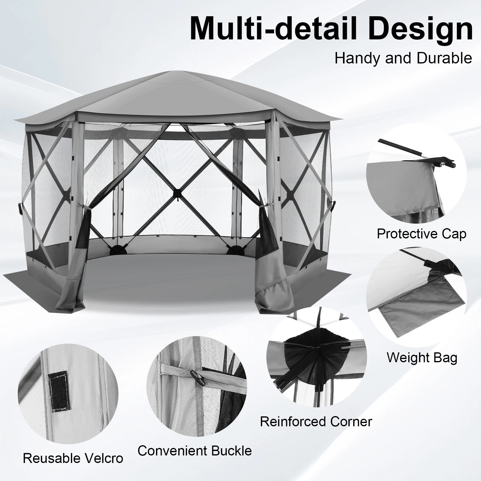Pop up Gazebo Screen Tent Screen House for Camping, 12x12 Screen Room with Removable Roof, Outdoor Screened Gazebo with Netting, - Image 6