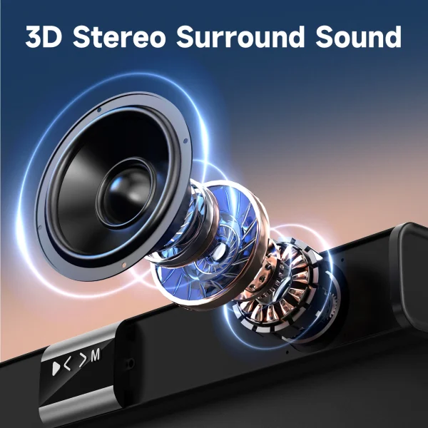 Tisco TV Sound Bars, Bluetooth 5.4 Speaker for TV, 2.0 Channels with Subwoofer, 3D Surround Sound System Home Theater, 3 EQ Mode - Image 5