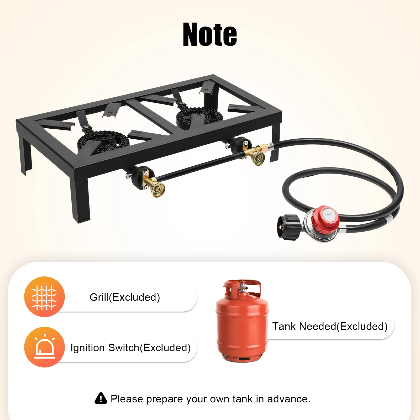 8000 W Camping Double Burner Stove, Portable Outdoor Gas Stove Propane Cooker with Regulator Hose (0-10PSI), for Camping, BBQ - Image 5
