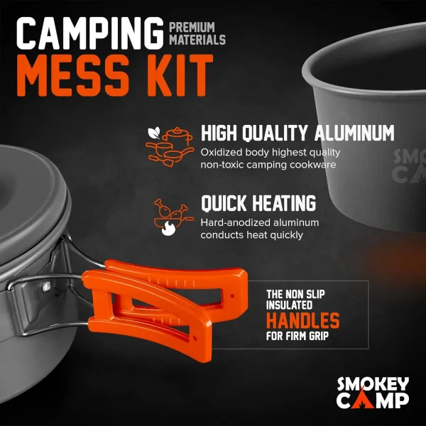 Camping Cookware Mess Kit Set with Stove - Backpacking Camping Pots and Pans Set All in One Non-Stick Camping Cooking Set Portab - Image 4