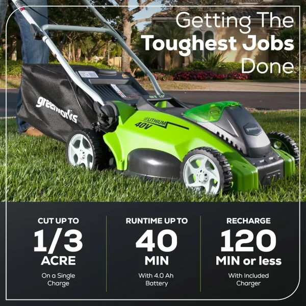 40V 16" Cordless (Push) Lawn Mower (75+ Compatible Tools), 4.0Ah Battery and Charger Included - Image 3