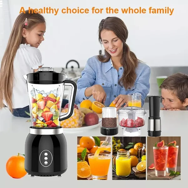 4 in 1 Blender and Food Processor Combo for Kitchen,Blender for Shakes and Smoothies,Meat Chopped,Dry Grinding,600W 3 Cups(1.8L+ - Image 6