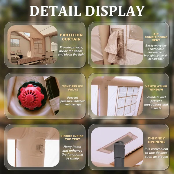 135 Square Feet inflatable tent with Blackout Canopy 4 Season Glamping tent Blow Up Tent for Camping Air Tent Outdoor Camping - Image 3