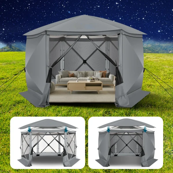 Pop up Gazebo Screen Tent Screen House for Camping,12x12FT Screen Room with Removable Roof,Outdoor Screened Gazebo  Hub Tent - Image 3