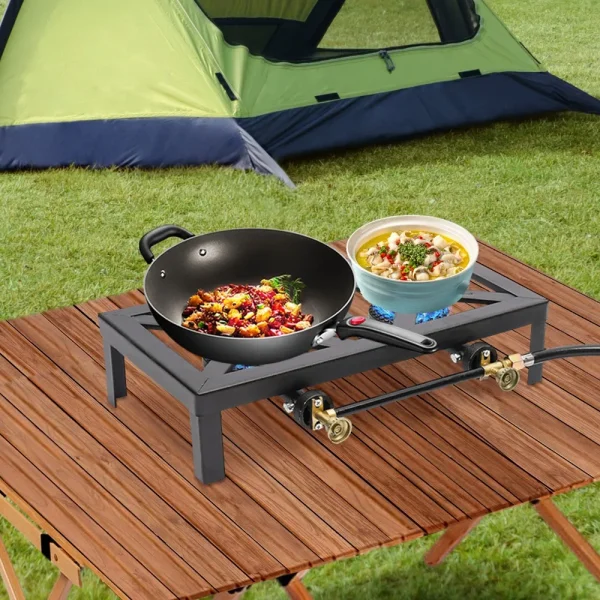 8000W Portable Camping 2 Burner Stove Outdoor BBQ Cooker Cast Iron Commercial Camping Stove with Regulator Hose Gas Cooker - Image 5