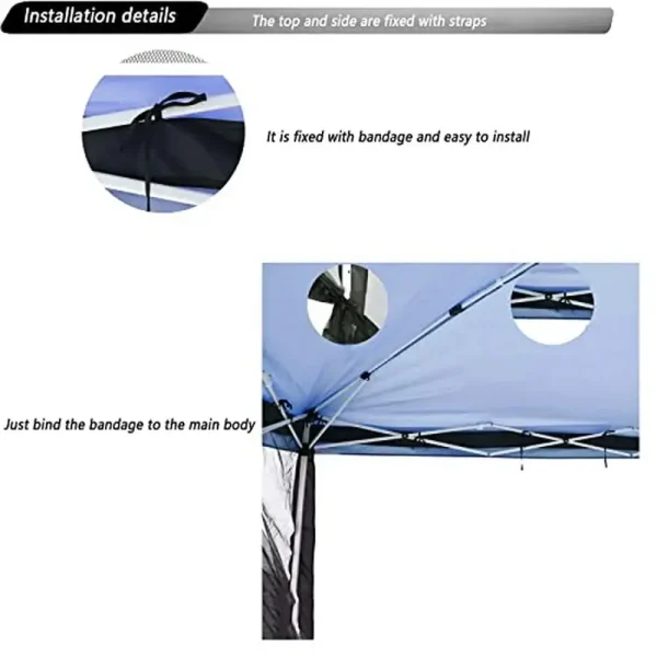 10x10 Mosquito Netting Patio Camping Gazebo Tent Double Door Side Screen Pop Up Canopy Easy Installation Black Net Reusable - Image 3
