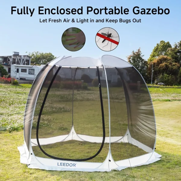 Pop Up Screen House, 6-10-15 Person Outdoor Screen Tent，Camping Screen Room with Carry BagScreened Gazebo with Mosquito Netting, - Image 4