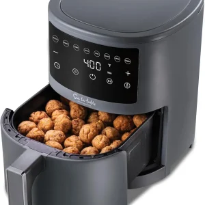3.8 Quart Digital Air Fryer, LED Touchscreen Display with 8-Presets and Shake Indicator for Perfect Crispness, Air Fry, Bake, Ro