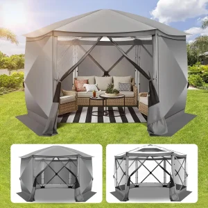 Pop Up Gazebo Screen Tent Screen House for Camping, 12x12 Screen Room with Mosquito Netting, Hub Tent Instant Screened