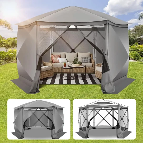 Pop Up Gazebo Screen Tent Screen House for Camping, 12x12 Screen Room with Mosquito Netting, Hub Tent Instant Screened