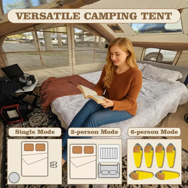 80.7 Square Feet Inflatable Tent with Air Conditioning Vent,4 Season Glamping Blow up Tent for Camping,Waterproof Oxford Fabric - Image 4