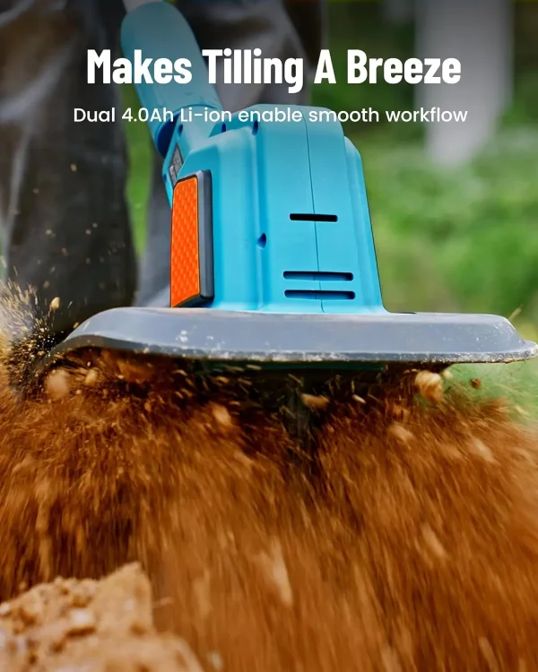 Seesii Electric Handheld Tiller for Gardening 300 RPM Rototiller Cordless Cultivator Battery Powered Garden Tiller - Image 4