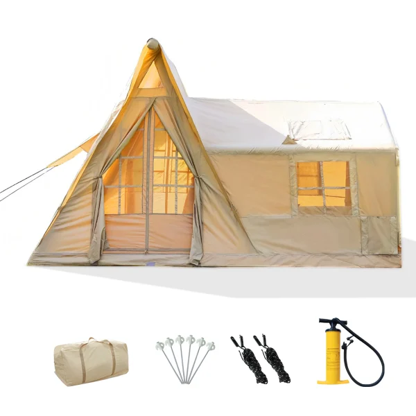 Inflatable Tents for Camping, 8 Person Tent with TPU Skylight, Mesh Windows & Pump, Easy Setup 4 Season Glamping Tent - Image 7