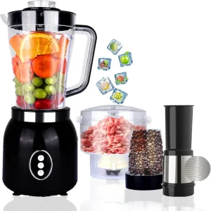 4 in 1 Blender and Food Processor Combo for Kitchen,Blender for Shakes and Smoothies,Meat Chopped,Dry Grinding,600W 3 Cups(1.8L+