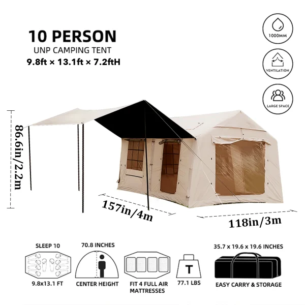 135 Square Feet inflatable tent with Blackout Canopy 4 Season Glamping tent Blow Up Tent for Camping Air Tent Outdoor Camping - Image 5