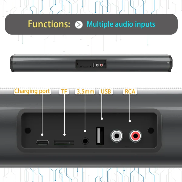 2024 Soundbar Sound Wireless Bluetooth Car Computer Speaker Stereo Tv Home Theater Sombar For 3.5mm Output PC - Image 6